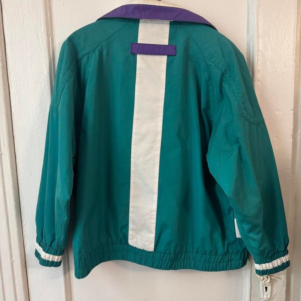 Vintage 80s Colorblock Dopamine Windbreaker Jacket Snow Après ski Teal Purple - Picture 8 of 8